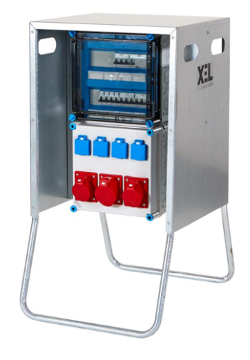 Stor byggestrømstavle XEL med ben til byggeplads – fordeling af strøm